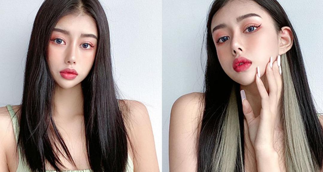 ワンタッチエクステを付けている女性