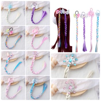 三つ編み エクステ ウィッグ ブレイズ ヘアゴム モチーフ付き