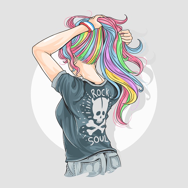カラフルなエクステを付けた女の子
